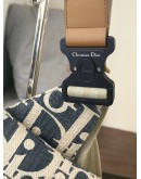 CHRISTIAN DIOR MEN’S SADDLE BAG IN RAFFIA EFFECT DIOR OBLIQUE JACQUARD DENIM CANVAS   