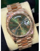 ROLEX DAY-DATE 40 18K 750 ROSE GOLD REF 228235 AVOCADO GREEN DIAL 40MM AUTOMATIC WATCH
