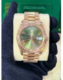 ROLEX DAY-DATE 40 18K 750 ROSE GOLD REF 228235 AVOCADO GREEN DIAL 40MM AUTOMATIC WATCH