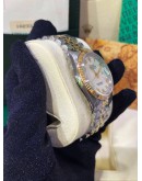 ROLEX DATEJUST 36 HALF 18K 850 YELLOW GOLD JUBILEE REF 16233 WHITE ROMAN NUMBERALS DIAL 36MM AUTOMATIC WATCH