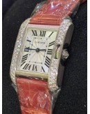 CARTIER TANK ANGLAISE DIAMOND 18K 750 WHITE GOLD REF WT100015 WHITE ROMAN NUMBERALS DIAL 22.7MM X 30.2MM QUARTZ WATCH