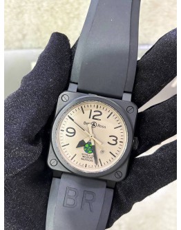 BELL & ROSS WILDLIFE WARRIORS BR 03-92 LIMITED EDITION TO 25 PIECES CERAMIC REF BR0392-WLW-CE/SCA BROWN DIAL 42MM AUTOMATIC WATCH