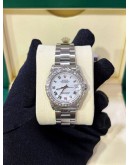 ROLEX DATEJUST 31 REF 68240 WHITE ROMAN NUMBERALS DIAL WITH DIAMONDS BEZEL 31MM AUTOMATIC WATCH