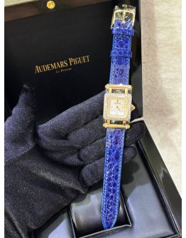 AP AUDEMARS PIGUET DEVA 18K 750 YELLOW GOLD FACTORY DIAMONDS REF 67421BA MOTHER OF PEARL DIAL 25MM QUARTZ WATCH