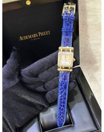 AP AUDEMARS PIGUET DEVA 18K 750 YELLOW GOLD FACTORY DIAMONDS REF 67421BA MOTHER OF PEARL DIAL 25MM QUARTZ WATCH