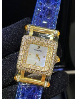 AP AUDEMARS PIGUET DEVA 18K 750 YELLOW GOLD FACTORY DIAMONDS REF 67421BA MOTHER OF PEARL DIAL 25MM QUARTZ WATCH
