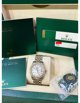 ROLEX DATEJUST 31 18K 750 YELLOW GOLD JUBILEE FACTORY DIAMOND REF 178383 MOTHER OF PEARL DIAMONDS DIAL 31MM AUTOMATIC WATCH