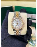 ROLEX DATEJUST 31 18K 750 YELLOW GOLD JUBILEE FACTORY DIAMOND REF 178383 MOTHER OF PEARL DIAMONDS DIAL 31MM AUTOMATIC WATCH