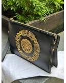 VERSACE LA MEDUSA PRINT CLUTCH IN BLACK & YELLOW