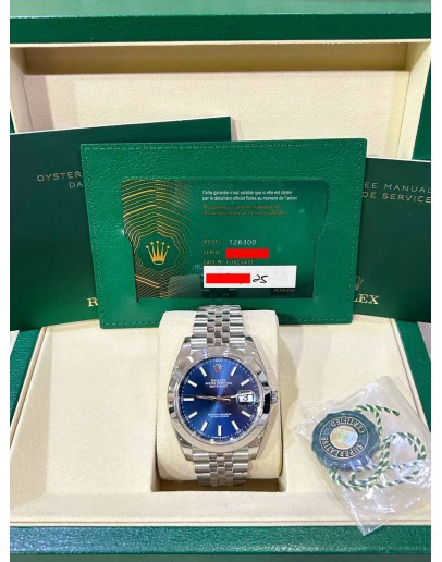 ROLEX DATEJUST 41 JUBILEE REF 126300 BLUE DIAL 41MM AUTOMATIC WATCH