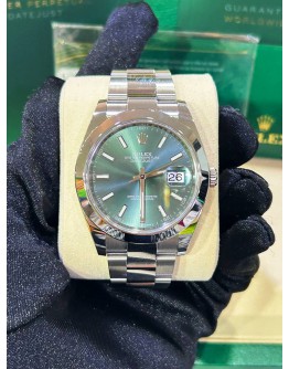 ROLEX DATEJUST 41 REF 126300 MINT GREEN DIAL 41MM AUTOMATIC WATCH