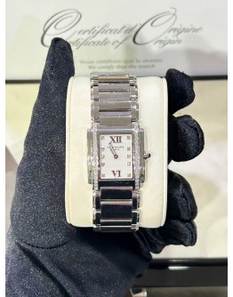PATEK PHILIPPE TWENTY 4 DIAMONDS REF 4910/10A-011 WHITE DIAL 25MM X 30MM QUARTZ WATCH