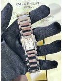 PATEK PHILIPPE TWENTY 4 DIAMONDS REF 4910/10A-011 WHITE DIAL 25MM X 30MM QUARTZ WATCH