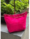 FENDI VINTAGE AUTH BAGUETTE HANDBAG IN PINK VELVET SUEDE LEATHER