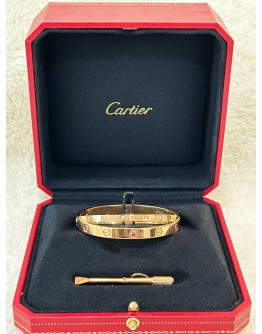 CARTIER DOUBLE LOVE BRACELET SIZE 16 LIMITED EDITION DIAMONDS WITH PINK SAPPHIRES 18K 750 ROSE GOLD
