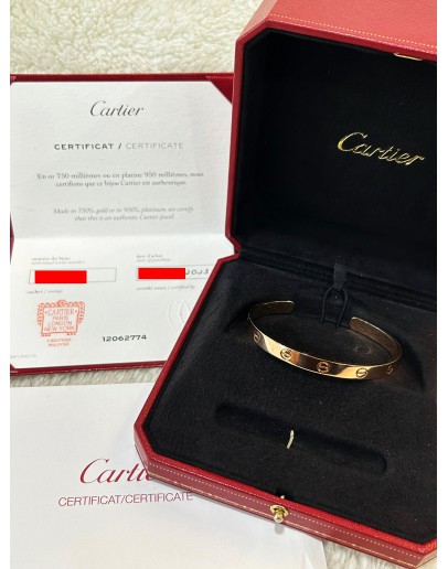 CARTIER LOVE CUFF BRACELET SIZE 18 IN 18K 750 ROSE GOLD  