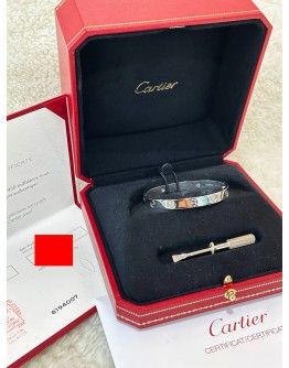 CARTIER LOVE BRACELET SIZE 15 IN 18K 750 WHITE GOLD WITH DIAMONDS