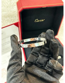 CARTIER LOVE BRACELET SIZE 15 IN 18K 750 WHITE GOLD WITH DIAMONDS