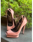 TOM FORD PEEP-TOE PLATFORM ANKLE WRAP PUMPS HEELS IN SATIN
