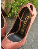 TOM FORD PEEP-TOE PLATFORM ANKLE WRAP PUMPS HEELS IN SATIN