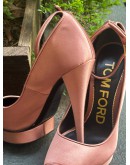 TOM FORD PEEP-TOE PLATFORM ANKLE WRAP PUMPS HEELS IN SATIN