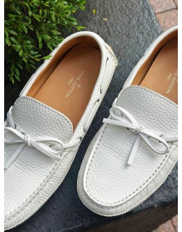 LOUIS VUITTON ARIZONA LINE LOAFERS IN WHITE TAURILLON LEATHER  