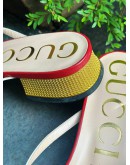 GUCCI RED LEATHER DOUBLE G BOW THONG SANDALS