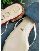 GUCCI RED LEATHER DOUBLE G BOW THONG SANDALS