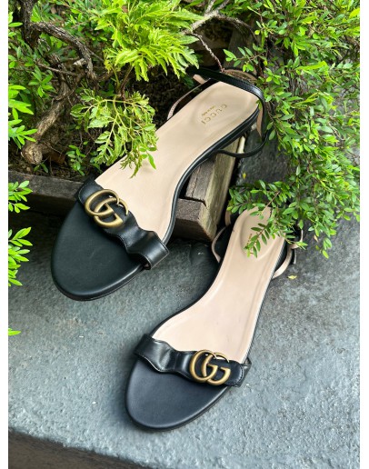 GUCCI INTERLOCKING G-LOGO LEATHER SANDALS