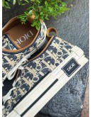 CHRISTIAN DIOR LEAGUE B23 LOW TOP SNEAKERS IN BLUE & BEIGE DIOR OBLIQUE JACQUARD PATTERN