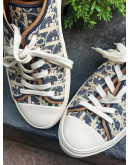 CHRISTIAN DIOR LEAGUE B23 LOW TOP SNEAKERS IN BLUE & BEIGE DIOR OBLIQUE JACQUARD PATTERN