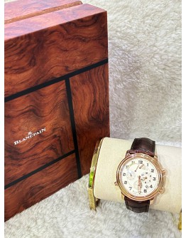 BLANCPAIN LÉMAN REVEIL GMT ALARM 18K 750 ROSE GOLD REF 2041-3642M-53B WHITE DIAL 40MM AUTOMATIC WATCH