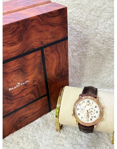 BLANCPAIN LÉMAN REVEIL GMT ALARM 18K 750 ROSE GOLD REF 2041-3642M-53B WHITE DIAL 40MM AUTOMATIC WATCH
