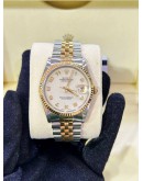 ROLEX DATEJUST 36 HALF 18K 750 YELLOW GOLD JUBILEE REF 16233 WHITE COMPUTER DIAL 36MM AUTOMATIC WATCH