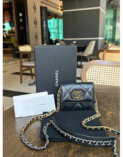 CHANEL 19 FLAP COIN PURSE WOC CHAIN BAG  