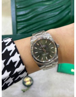 ROLEX AIR KING OYSTER PERPETUAL 34 REF 114200 OLIVE GREEN DIAL 34MM AUTOMATIC WATCH