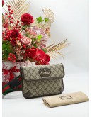 GUCCI BROWN GG CANVAS NEO VINTAGE WEB FLAP BELT BAG 