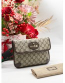 GUCCI BROWN GG CANVAS NEO VINTAGE WEB FLAP BELT BAG 