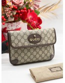 GUCCI BROWN GG CANVAS NEO VINTAGE WEB FLAP BELT BAG 