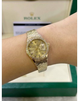 ROLEX LADY DATEJUST 18K 750 YELLOW GOLD DIAMOND DIAL REF 6917 26MM AUTOMATIC WATCH