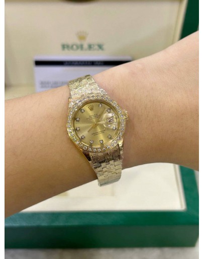 ROLEX LADY DATEJUST 18K 750 YELLOW GOLD DIAMOND DIAL REF 6917 26MM AUTOMATIC WATCH
