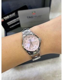 TAG HEUER CARRERA LADY PINK MOTHER OF PEARL DIAMONDS DIAL REF WV1417 27MM QUARTZ WATCH
