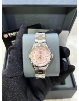TAG HEUER CARRERA LADY PINK MOTHER OF PEARL DIAMONDS DIAL REF WV1417 27MM QUARTZ WATCH