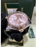 ROLEX OYSTER PERPETUAL DATEJUST HALF 18K 750 ROSE GOLD SAKURA PINK DIAL 36MM AUTOMATIC WATCH