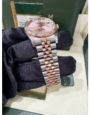 ROLEX OYSTER PERPETUAL DATEJUST HALF 18K 750 ROSE GOLD SAKURA PINK DIAL 36MM AUTOMATIC WATCH