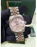 ROLEX OYSTER PERPETUAL DATEJUST HALF 18K 750 ROSE GOLD SAKURA PINK DIAL 36MM AUTOMATIC WATCH