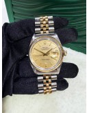 ROLEX DATEJUST 36 HALF 18K 750 YELLOW GOLD REF 16013 36MM AUTOMATIC WATCH