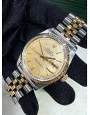 ROLEX DATEJUST 36 HALF 18K 750 YELLOW GOLD REF 16013 36MM AUTOMATIC WATCH