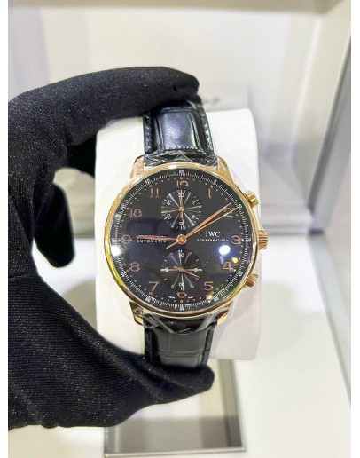 IWC PORTUGUESE CHRONOGRAPH REF IW371415 18K 750 YELLOW GOLD 40MM AUTOMATIC WATCH