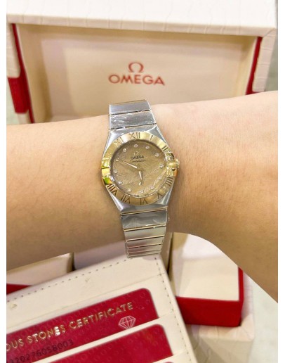 OMEGA CONSTELLATION 18K 750 YELLOW GOLD DIAMONDS DIAL 27MM QUARTZ WATCH